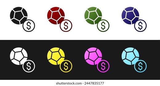 Set Soccer football ball icon isolated on black and white background. Sport equipment.  Vector