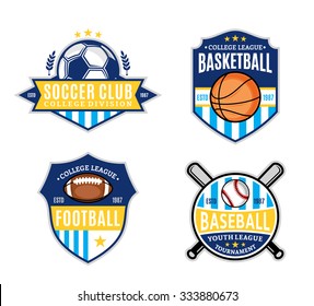 Set of soccer, football, baseball, basketball sport team logo templates