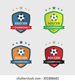 Set of Soccer or Football Champions Badges