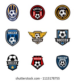 Set of Soccer or Football club emblem logo badge design. Sport team vector illustration template collection