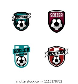 Set of Soccer or Football club emblem logo badge design. Sport team vector illustration template collection