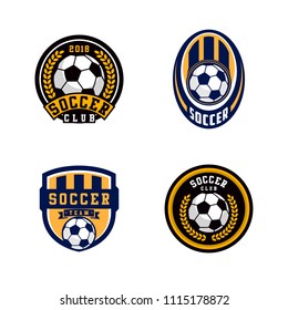 Set of Soccer or Football club emblem logo badge design. Sport team vector illustration template collection