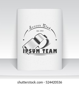 Set of Soccer Football Club. Sport Team. Detailed elements. Sheet of white paper. Typographic labels, stickers, logos and badges. Flat vector illustration