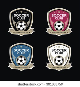 Set of soccer football crests and logo emblem designs