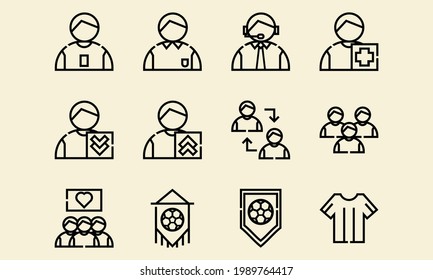 Set Of Soccer Football Icon in Outline Style. Vector illustration icon can be used for an app, website, UI UX or part of a logo.