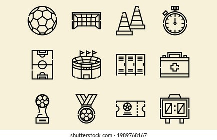 Set Of Soccer Football Icon in Outline Style. Vector illustration icon can be used for an app, website, UI UX or part of a logo.