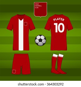 Set of soccer or football jersey template for your football club. Front and back view. Vector Illustration