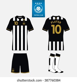 Set Of Soccer Or Football Kit Template For Your Sport Club In Retro Style. Front And Back View. Vector Illustration