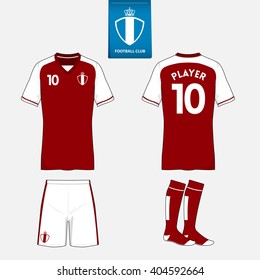Set of soccer or football kit template for your football club. Front and back view. Vector Illustration.