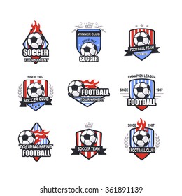 Set of soccer football logo design templates.