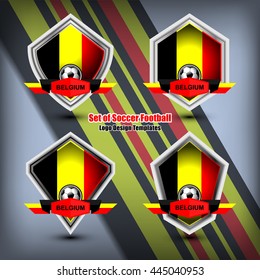 Set of Soccer Football Logo Design Templates for Belgium, Vector Illustration