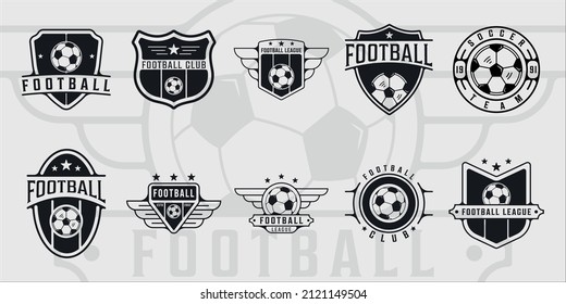 set of soccer or football logo vintage vector logo illustration template icon graphic design. bundle collection of various sport club sign or symbol with retro badge and typography