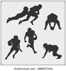 Set of soccer and football player silhouette. Vector.