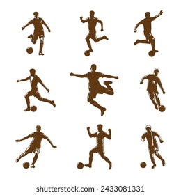 Set of soccer football players silhouette. Very high quality detailed