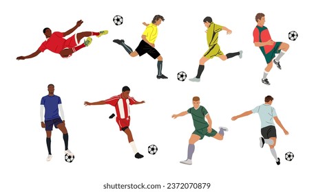 Set of Soccer football players vector isolated.