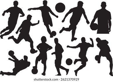 Set Of Soccer Football Sports Player Silhouette Vector Illustration Stock Vector