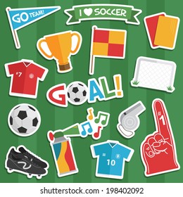 set of soccer/ football stickers with transparent shadows.