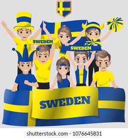 Set of Soccer / Football Supporter / Fans of Sweden National Team