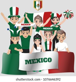 Set Of Soccer / Football Supporter / Fans Of Mexico National Team