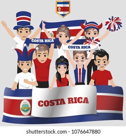 Set of Soccer / Football Supporter / Fans of Costa Rica National Team