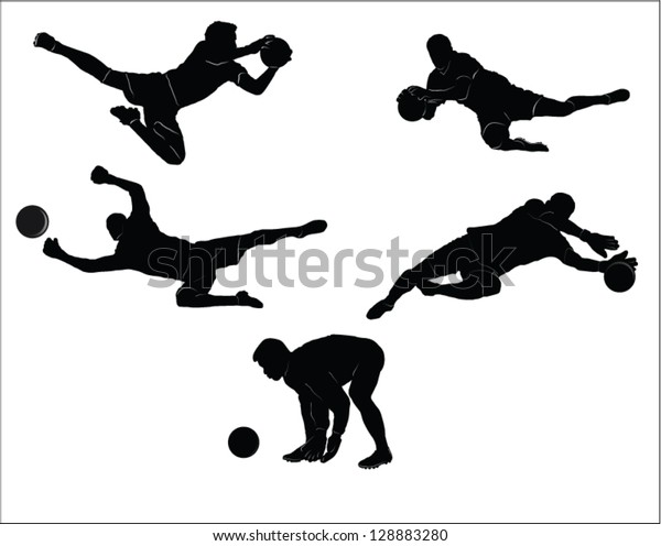 サッカーのゴールキーパーシルエットのセット のベクター画像素材 ロイヤリティフリー 1