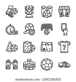 Set of soccer icon outline vector