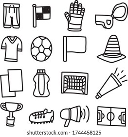 A Set of soccer icons suitable for football content with doodle cartoon style