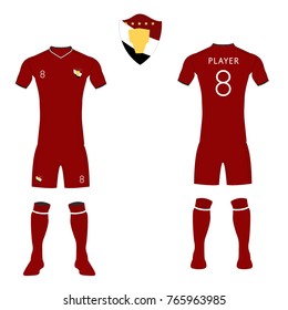 Set of soccer jersey or football kit template for national team with number, logo team, design of front and back soccer uniform,Sport football shirt mock up