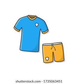 Set Of Soccer Kit Or Football Jersey Vector Icon Illustration. Front View Soccer Uniform Icon