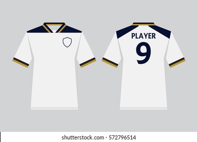 Set of soccer kit or football jersey template for football club. Front and back view soccer uniform. Football shirt mock up. Vector Illustration.
