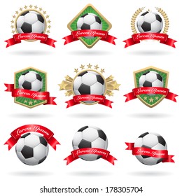 Set of soccer labels and emblems