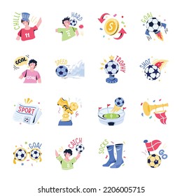 Set of Soccer League Flat Sticker Icons

