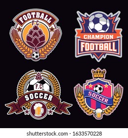 Set of soccer Logo or football club sign Badge. Football logo with shield background vector design.