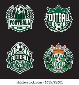 Set of soccer Logo or football club sign Badge. Football logo with shield background vector design.