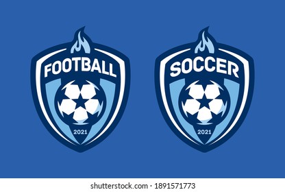 Set of soccer Logo or football club sign Badge. Football logo with shield background vector design