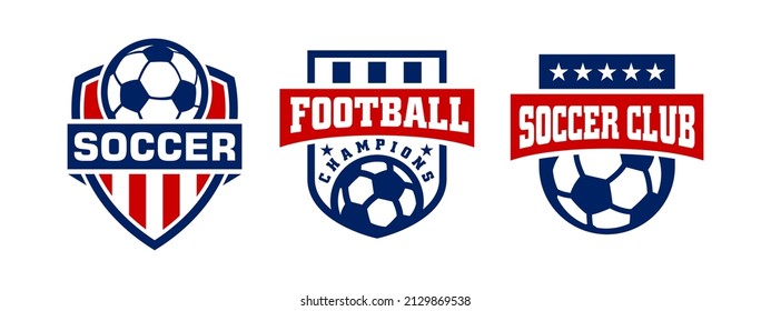 Set of soccer Logo or football club sign Badge. Football logo design vector illustration