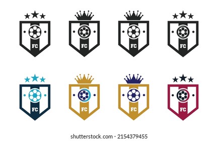 Set of soccer Logo. football club design Badge. Football logo with shield