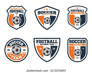 Set of soccer Logo or football club sign Badge. Football logo with shield background vector design