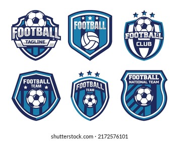 Set of soccer Logo or football club sign Badge. Football logo with shield background vector design