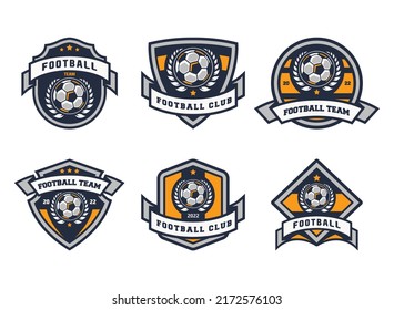 Set of soccer Logo or football club sign Badge. Football logo with shield background vector design