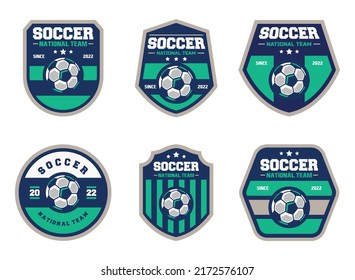 Set of soccer Logo or football club sign Badge. Football logo with shield background vector design