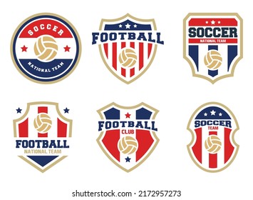 Set of soccer Logo or football club sign Badge. Football logo with shield background vector design