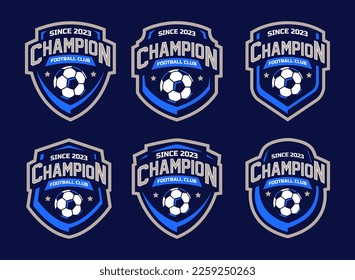 Set of soccer Logo or football club sign Badge. Football logo with shield background vector design