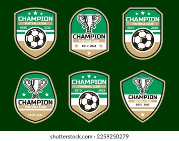 Set of soccer Logo or football club sign Badge. Football logo with shield background vector design