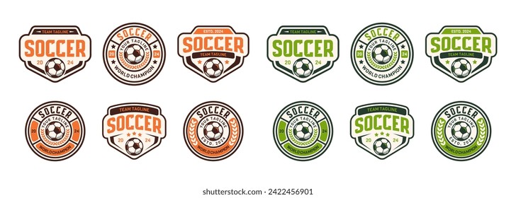 Set of soccer Logo or football club sign Badge. Football logo with shield background vector design