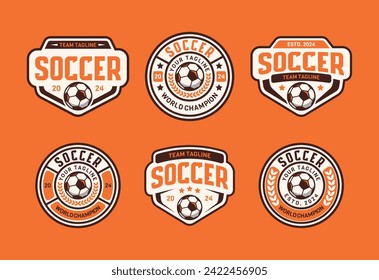 Set of soccer Logo or football club sign Badge. Football logo with shield background vector design