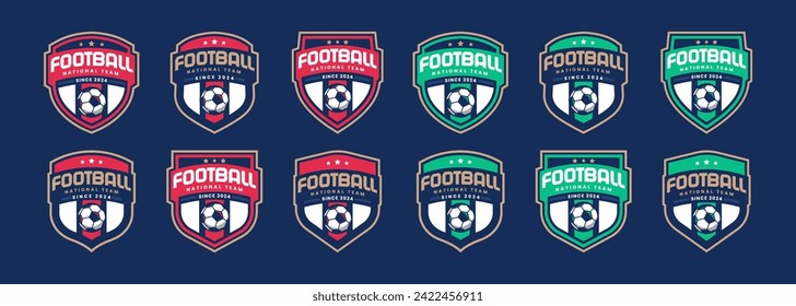 Set of soccer Logo or football club sign Badge. Football logo with shield background vector design