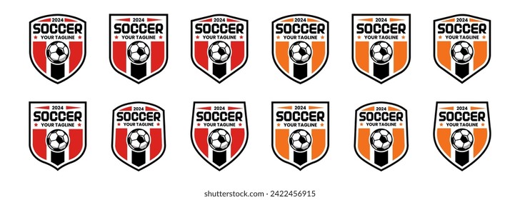 Set of soccer Logo or football club sign Badge. Football logo with shield background vector design