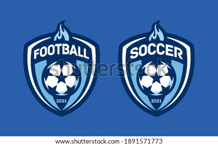 Set of soccer Logo or football club sign Badge. Football logo with shield background vector design