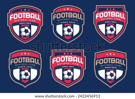 Set of soccer Logo or football club sign Badge. Football logo with shield background vector design